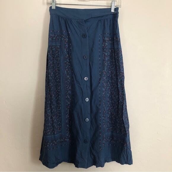 Vintage 70's Jane Schaffhausen Belle France Prairie Floral Midi Tie Waist Skirt - Picture 6 of 10